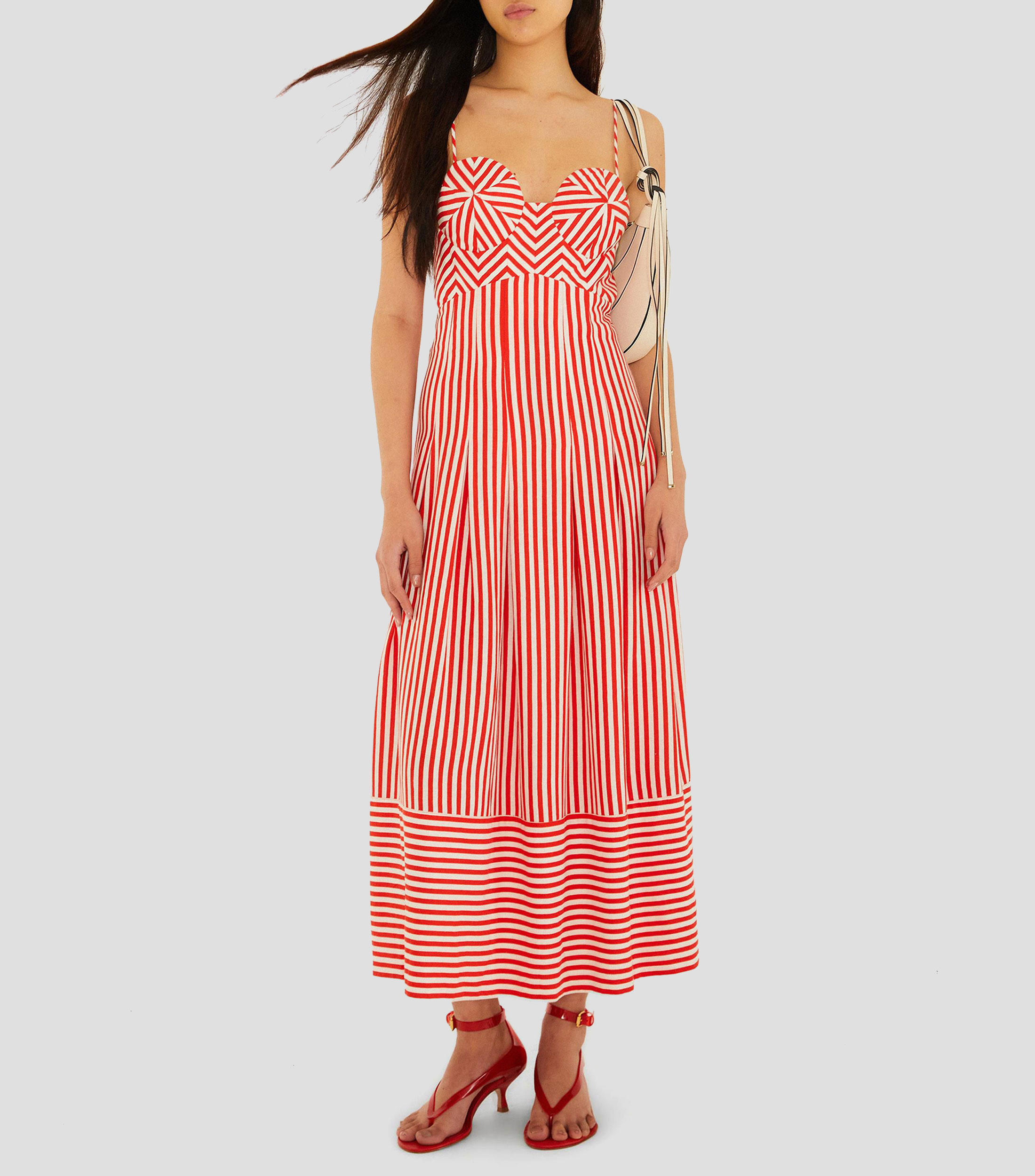 Vestido largo a rayas Mujer